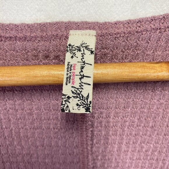 Free People Intimately Waffle Knit Scoop Neck Cap Sleeve Top Women Large Mauve - Picture 4 of 10